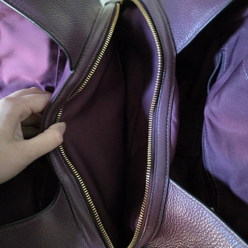 Coach Hallie Eggplant Purple Leather Women's Bag - Picture 7 of 12